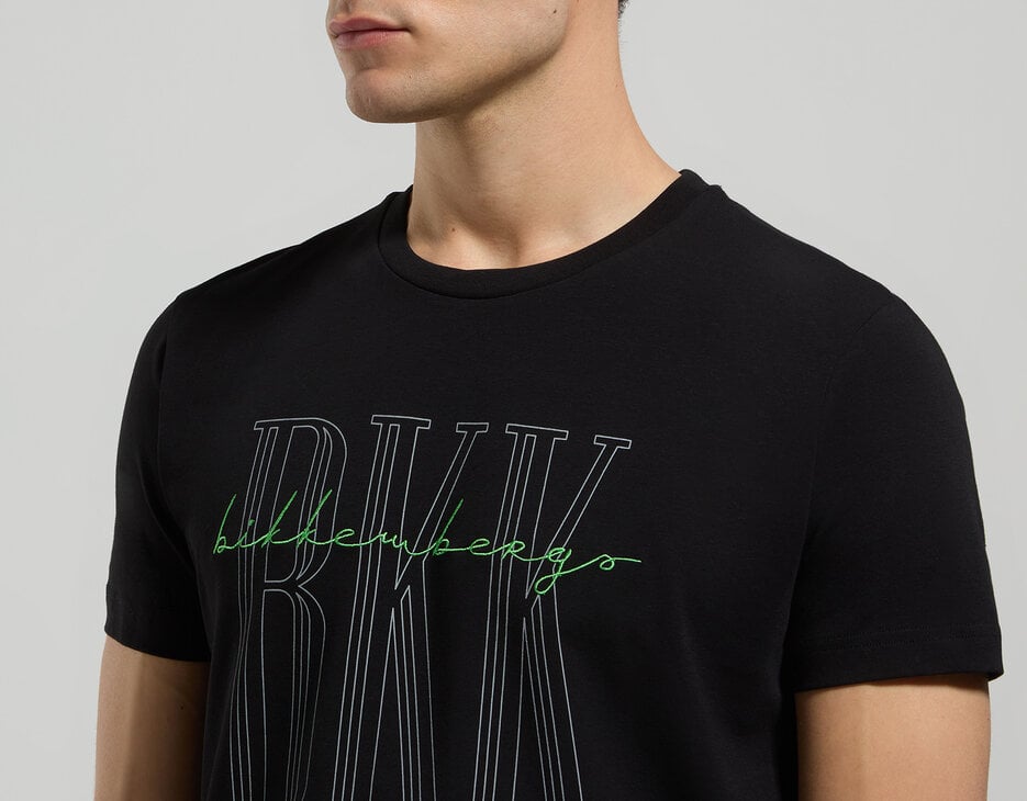 Slim fit men's T-shirt with BKK print, BLACK Slim fit men's T-shirt with BKK print, BLACK, hi-res-1