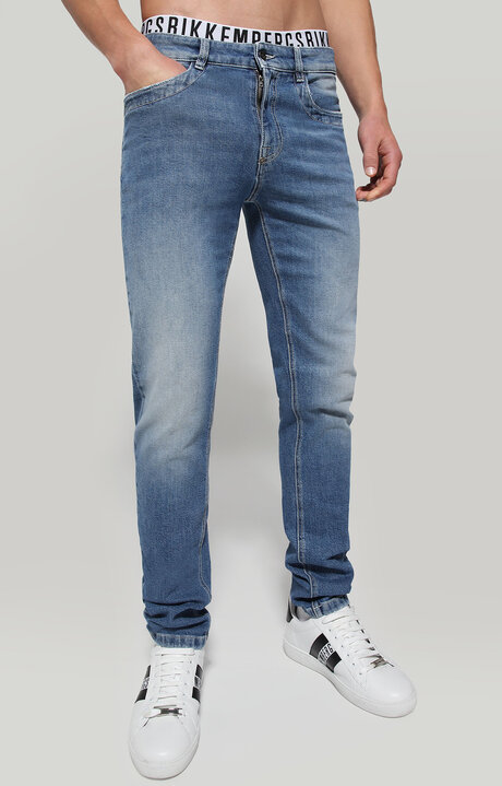 Men's slim jeans with tape | BLUE | Bikkembergs