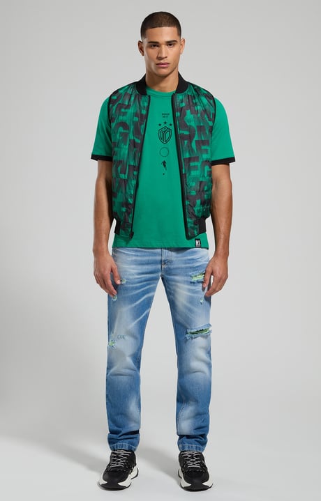 Men's jeans with contrast details, L8 BLUE DENIM, hi-res-1