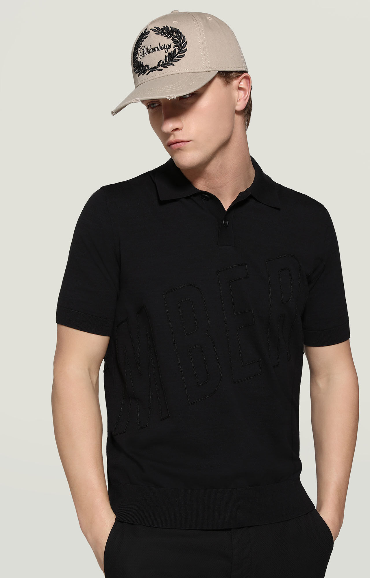 dirk bikkembergs Men's knit polo shirt with embroidery