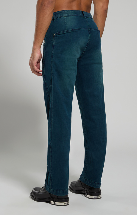 Wide fit men's jeans with laser print, MARINE GREEN, hi-res-1