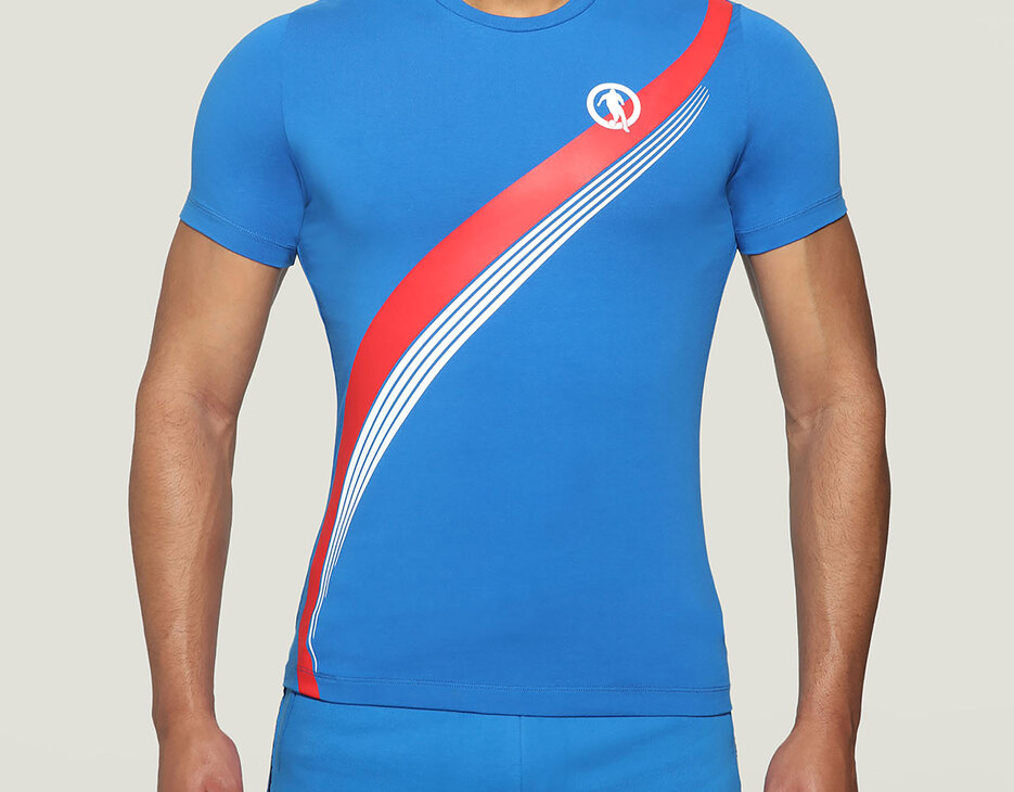 Men's T-shirt with contrast print, PRINCESS BLUE Men's T-shirt with contrast print, PRINCESS BLUE, hi-res-1