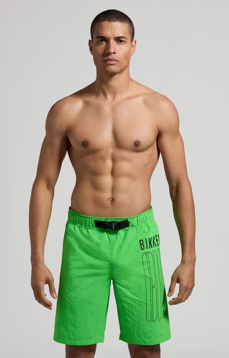 Men's long boardshorts, GREEN FLUO Men's long boardshorts, GREEN FLUO, hi-res-1