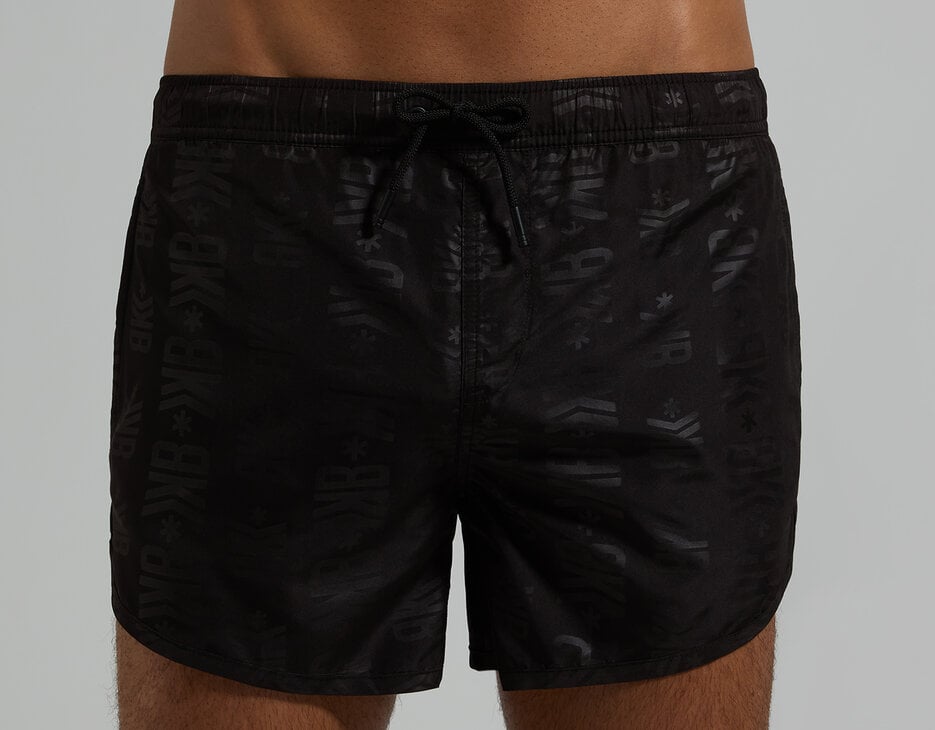 Retro men's swim trunks, BLACK Retro men's swim trunks, BLACK, hi-res-1