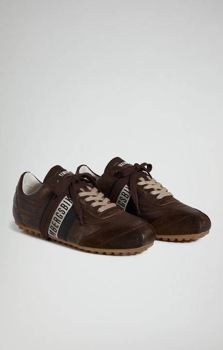 Men's Soccer M distressed leather sneakers, CACAO, hi-res-1