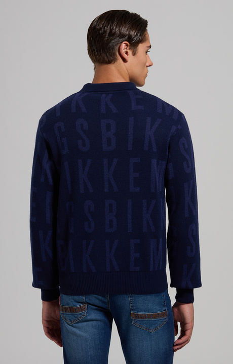Men's jacquard polo with all-over logo, BLUE GRAPHITE, hi-res-1