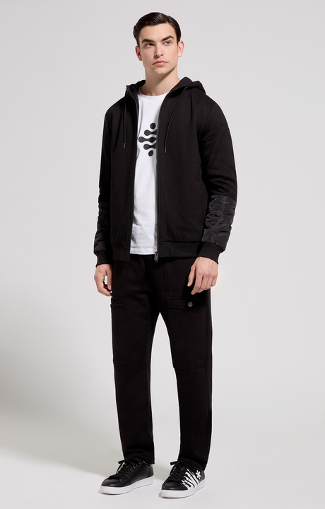 Men's sweatshirt with quilted details, BLACK, hi-res-1