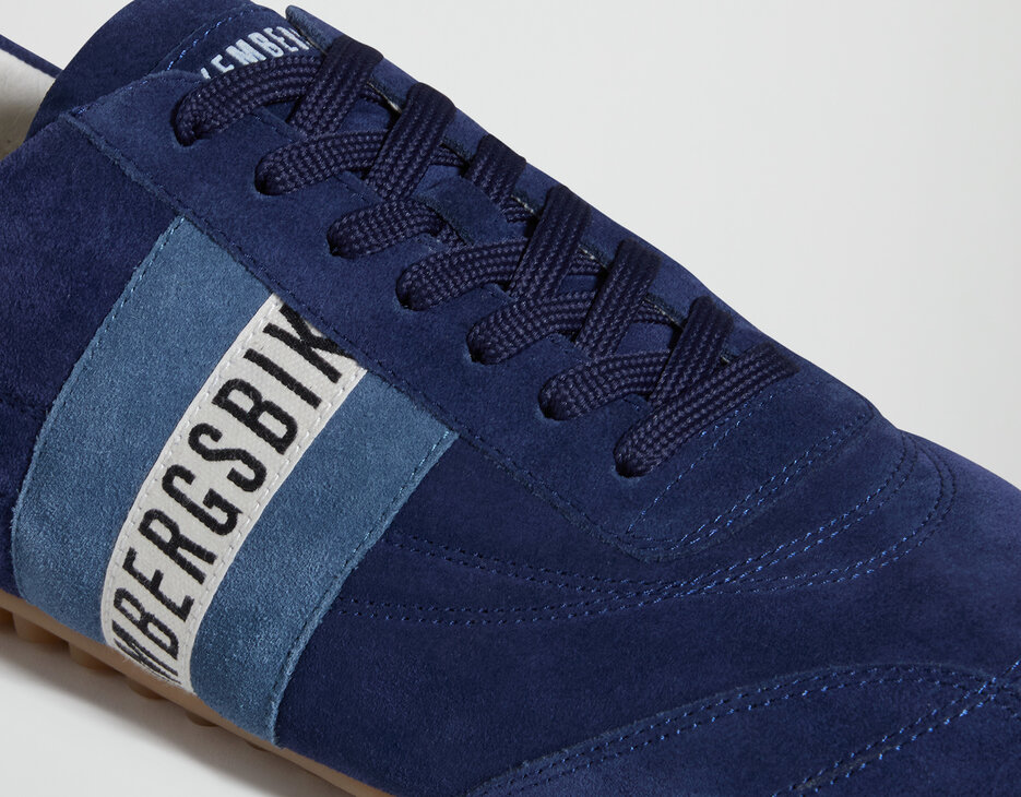 Men's Soccer suede leather sneakers, NAVY, hi-res-1