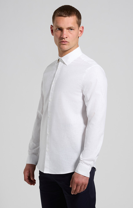 Men's linen-blend shirt, WHITE, hi-res-1