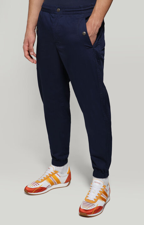 bikkembergs Men's Blue pants with elastic belt