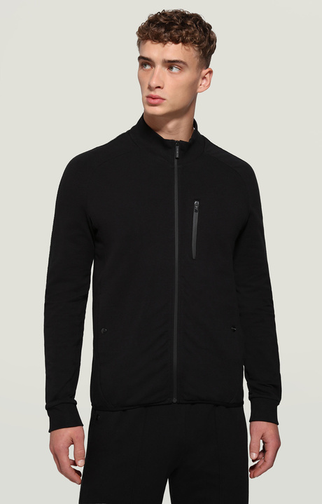 Felpa uomo con zip, BLACK, hi-res-1