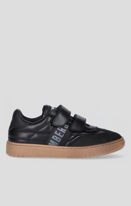 Low-top black sneaker for Boys with Velcro closure and contrasting details, BLACK, hi-res-1