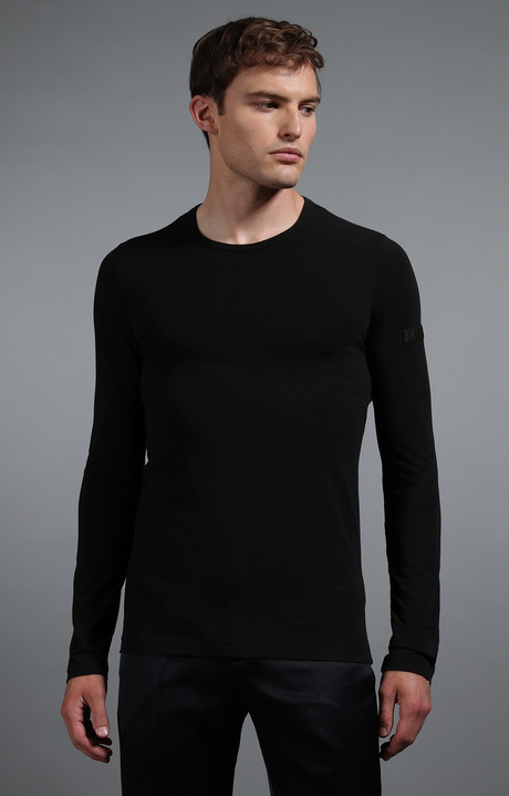 Men's black long sleeve t-shirt, BLACK, hi-res-1