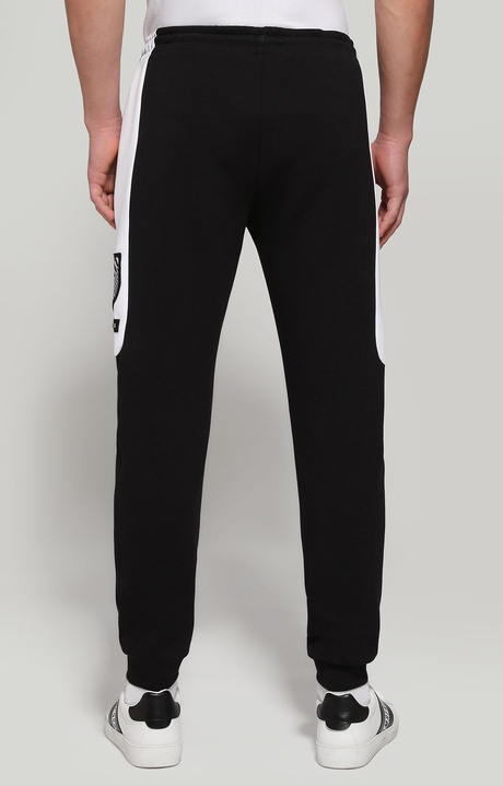 Men's joggers in technical fabric, BLACK/WHITE, hi-res-1