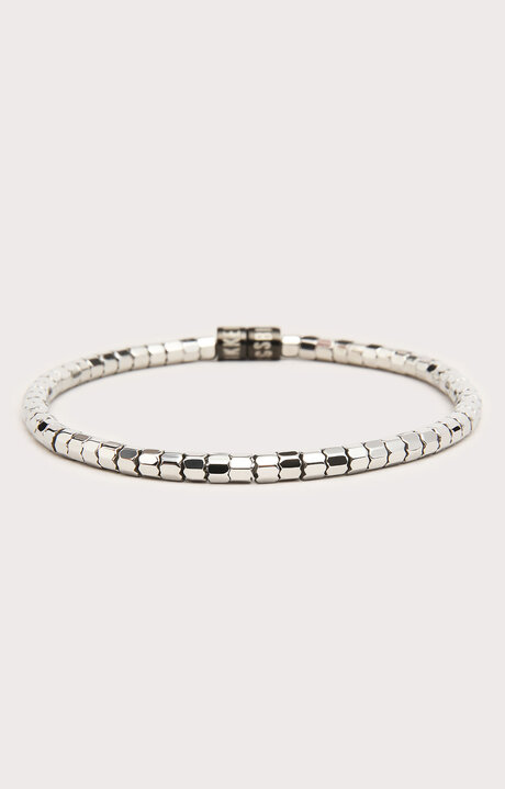 bikkembergs Men's silver steel bracelet with hexagonal beads
