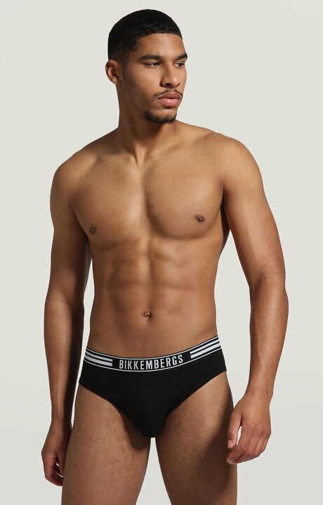 bikkembergs Black 2-pack men's briefs with stripes