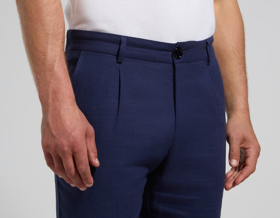 Men's linen and viscose pants, BLACK IRIS, hi-res-1