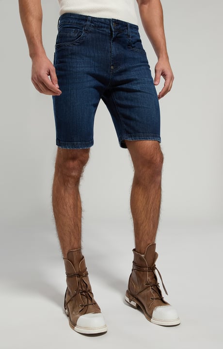 Pantaloncini jeans uomo, BLUE DENIM  DARK LAV.4, hi-res-1