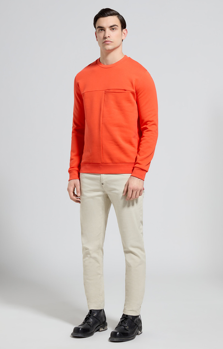 Men's sweatshirt with print in back, MANDARIN RED, hi-res-1