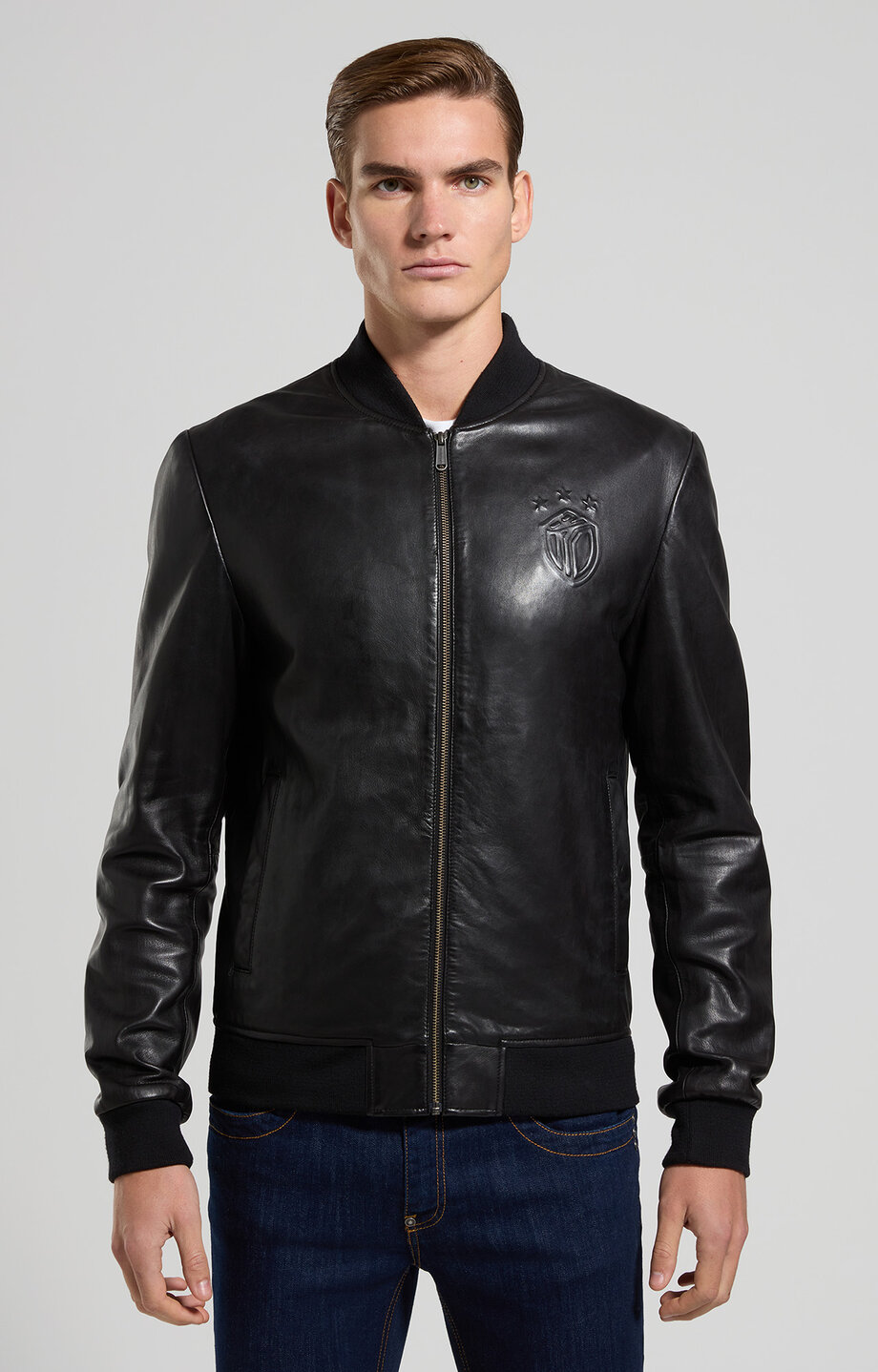 Men's leather bomber jacket Bikkembergs