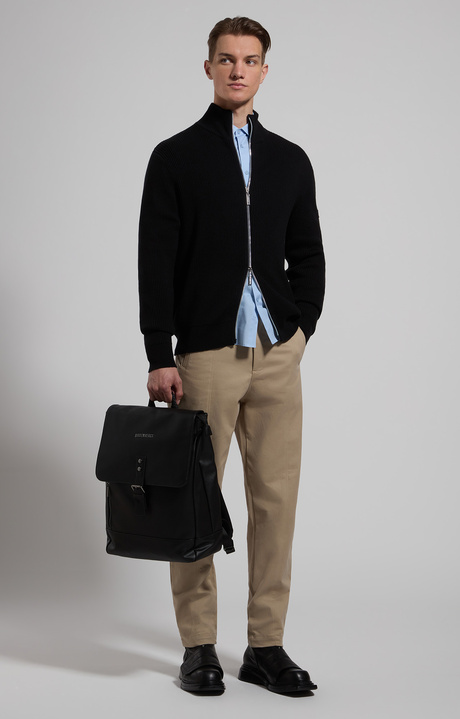Men’s trousers with embroidery, SILVER BIRCH, hi-res-1