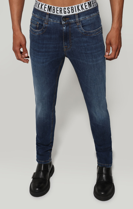 Jeans uomo slim fit stampa retro, BLUE DENIM, hi-res-1