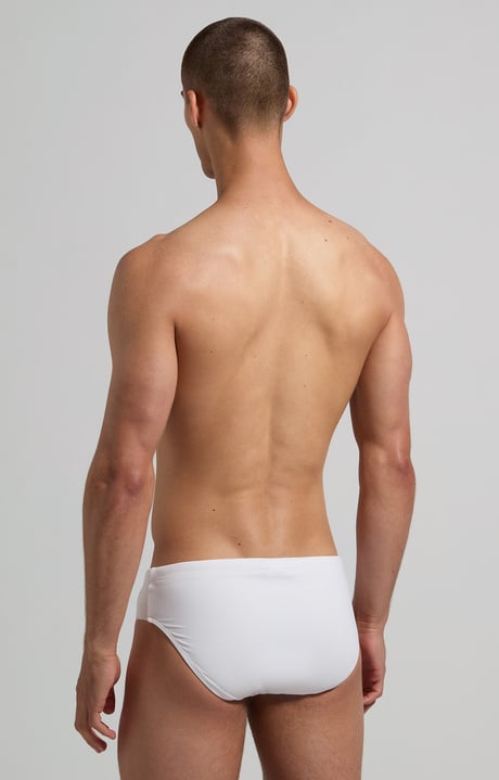 Men's swim briefs - tape, WHITE Men's swim briefs - tape, WHITE, hi-res-1