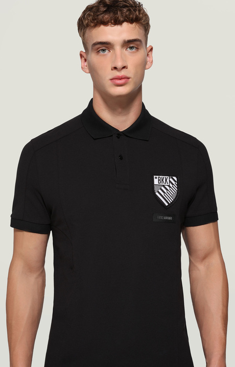 Men's polo shirt with patch, BLACK, hi-res-1