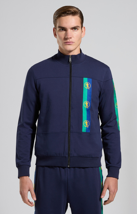 Men's sweatshirt with striped details, BLACK IRIS, hi-res-1