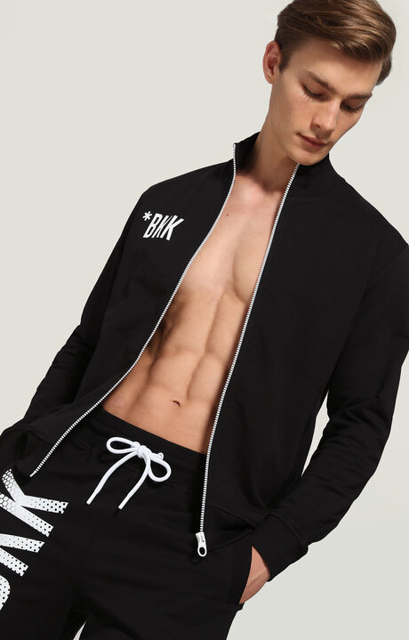 bikkembergs Black Sweatshirt with zipper and ribbed trim