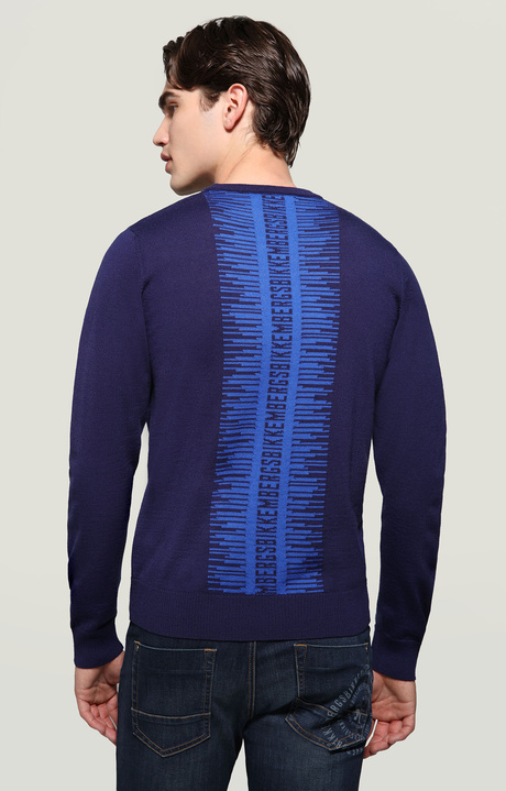 Men's pullover with jacquard motif, BLUE Men's pullover with jacquard motif, BLUE, hi-res-1