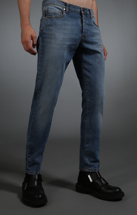 Jeans uomo in denim lavato, DENIM, hi-res-1