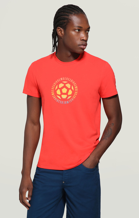 Men's T-shirt flock print, ORANGE, hi-res-1