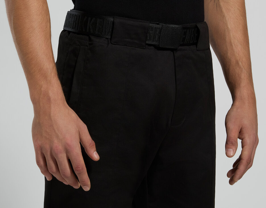 Men's pants with integrated belt, BLACK, hi-res-1