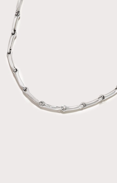 Men's necklace with hammered effect, WHITE Men's necklace with hammered effect, WHITE, hi-res-1