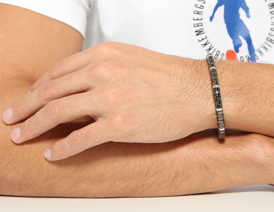 Bikkembergs men's bracelet with hexagons and diamonds, 330, hi-res-1