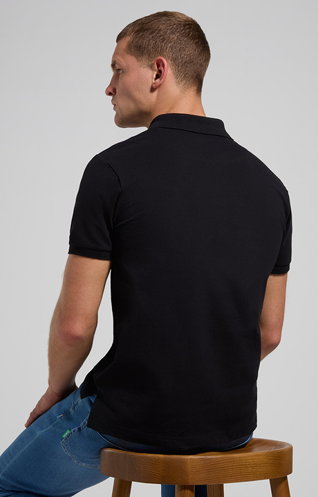 Men's polo with logo tape detail, BLACK, hi-res-1