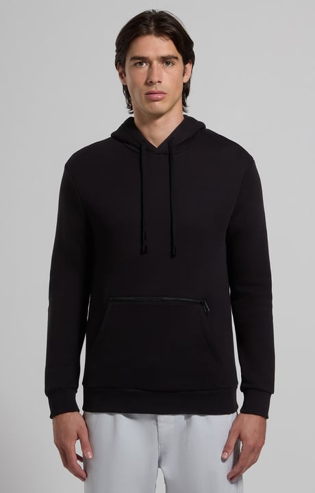 Men's sweatshirt with maxi zip pocket, BLACK, hi-res-1