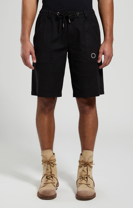Men's linen shorts, BLACK, hi-res-1