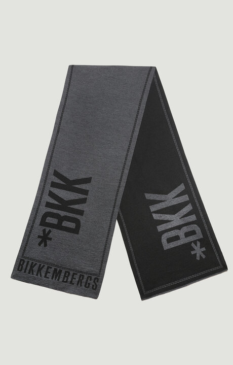 bikkembergs Grey Scarf with contrast logo 35x180 cm