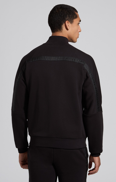 Men's black sweatshirt with deconstructed sleeves, BLACK, hi-res-1