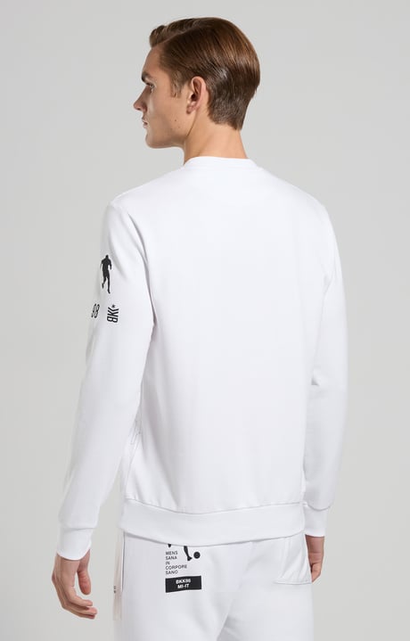 Optical print men's sweatshirt, WHITE, hi-res-1