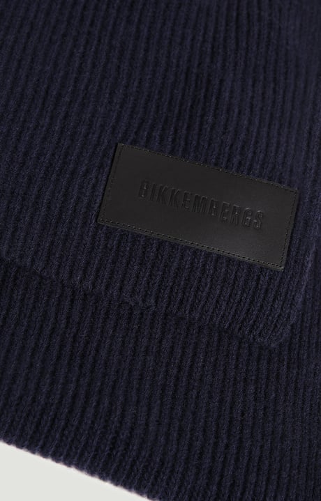 Men's scarf with patch 25x180 cm, NAVY Men's scarf with patch 25x180 cm, NAVY, hi-res-1