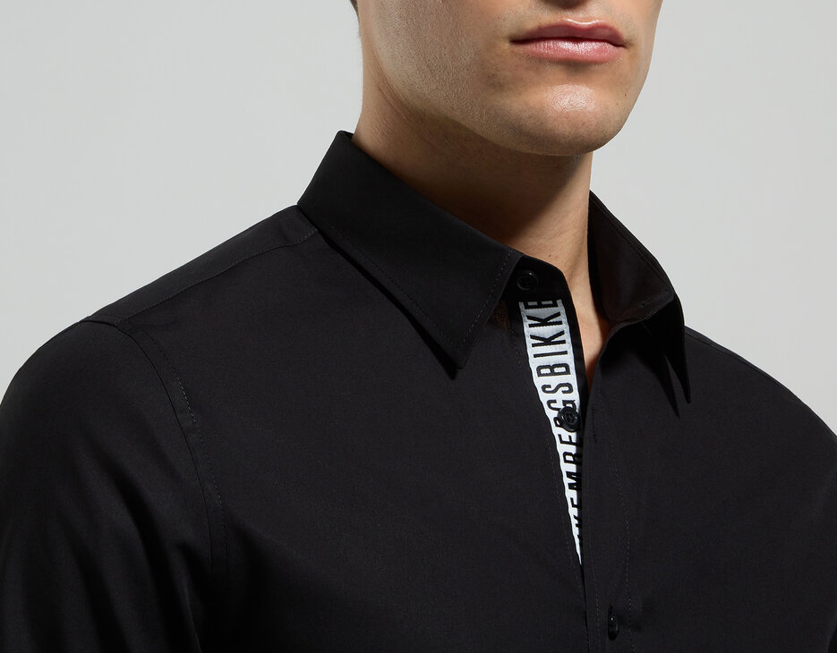 Men's slim fit gingham shirt, BLACK Men's slim fit gingham shirt, BLACK, hi-res-1