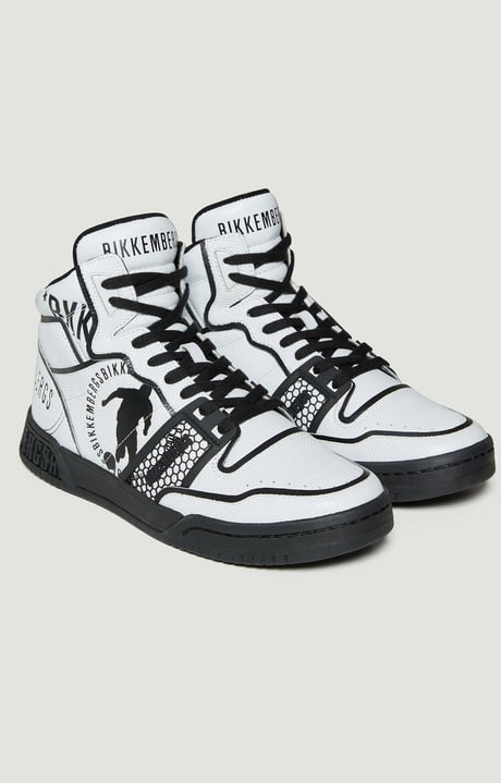 Scoby men's high top leather basketball sneakers, WHITE Scoby men's high top leather basketball sneakers, WHITE, hi-res-1