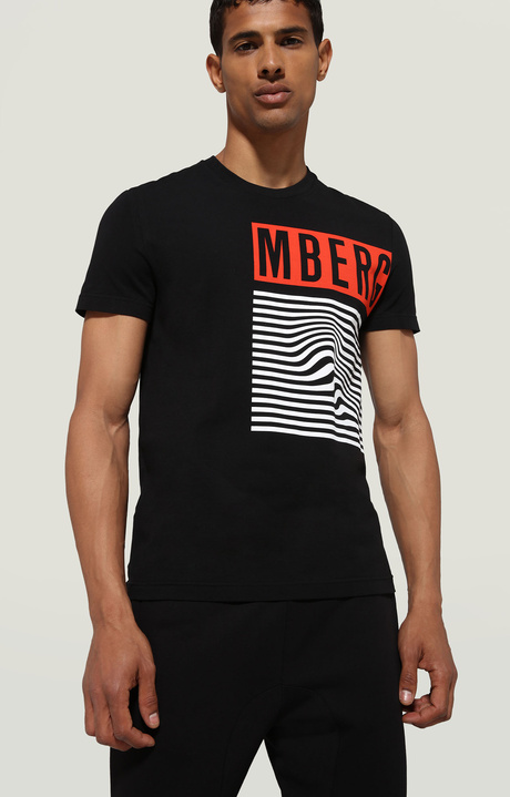 Men's T-shirt with contrast print, BLACK, hi-res-1