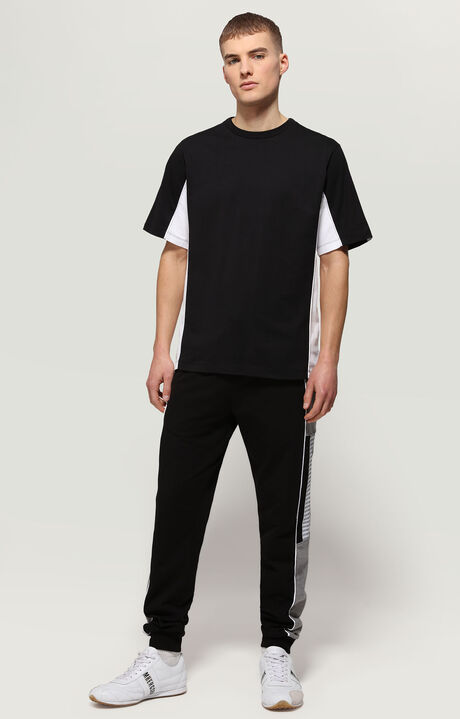 Men's T-shirt - color block, BLACK/WHITE, hi-res-1