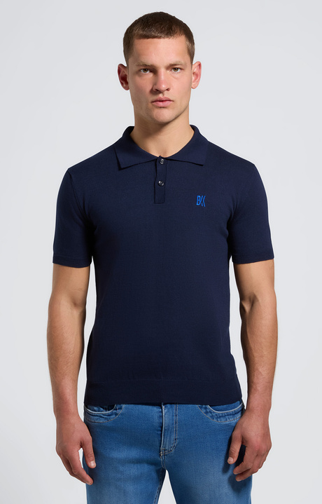 Men's knit polo shirt, BLACK IRIS, hi-res-1