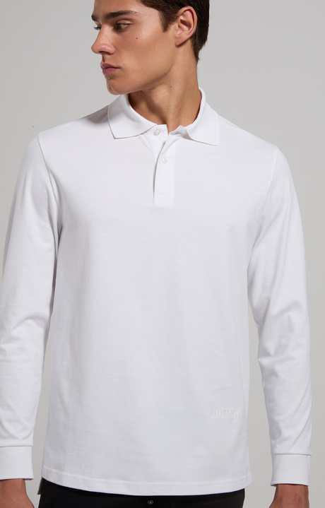 Men's embroidered logo polo shirt, WHITE, hi-res-1