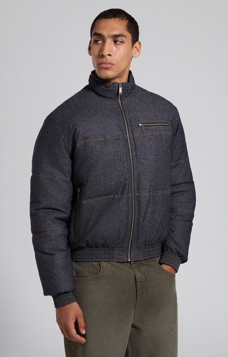 Giacca imbottita uomo in flanella di denim blu, INDACO, hi-res-1